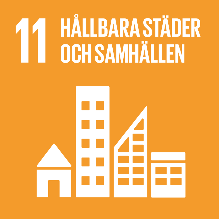 Logotyp för Globala målens mål nummer 11