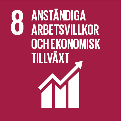 Logotyp för Globala målens mål nummer 8